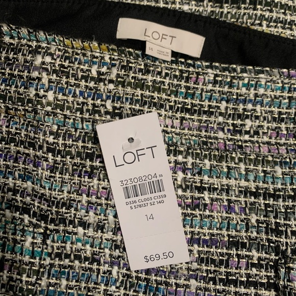 NWT Ann Taylor LOFT Metallic Threads Pencil Skirt Size 14 Two Front Pockets NWT - Picture 6 of 10